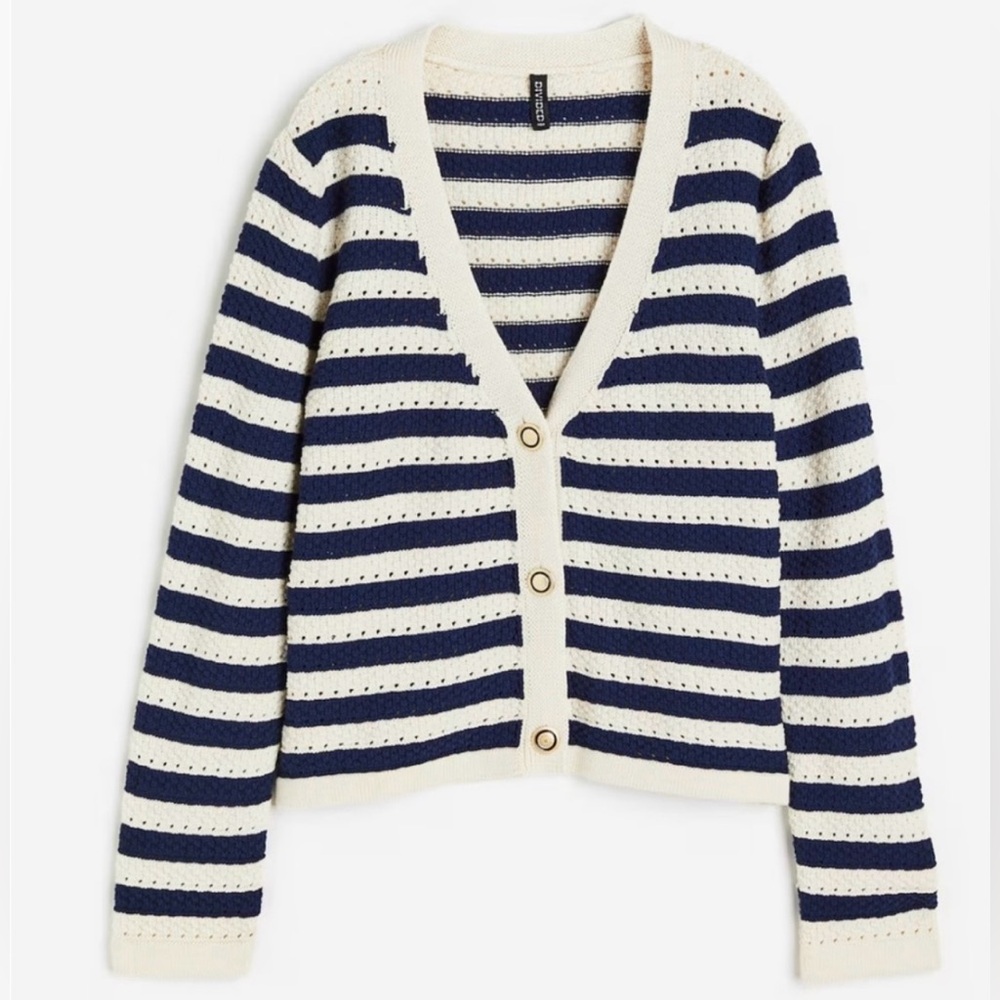 NWT H&M Striped Knit Cardigan Sweater with Button Front Medium